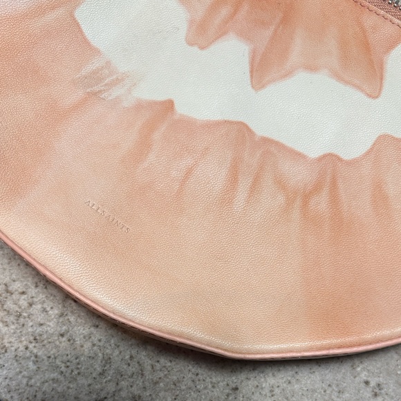 AllSaints Half Moon Leather Crossbody Bag in Soft Pink - Picture 11 of 12